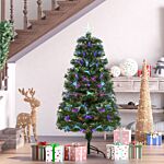 Homcom Homcm 1.2m Tall Artificial Tree Fiber Optic Colorful Led Pre-lit Holiday Home Christmas Decoration With Flash Mode, Green