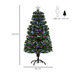 Homcom Homcm 1.2m Tall Artificial Tree Fiber Optic Colorful Led Pre-lit Holiday Home Christmas Decoration With Flash Mode, Green