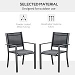 Outsunny Garden Chairs Set Of 2 Outdoor Chairs With Steel Frame Texteline Seats For Camping Fishing Patio Balcony Dark Grey Black