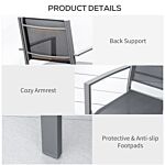 Outsunny Garden Chairs Set Of 2 Outdoor Chairs With Steel Frame Texteline Seats For Camping Fishing Patio Balcony Dark Grey Black