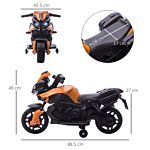 Homcom Kids Electric Pedal Motorcycle Ride-on Toy Battery Powered Rechargeable 6v Realistic Sounds 3 Km/h Max Speed For Girls Boy 18-48 Months Orange