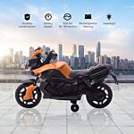 Homcom Kids Electric Pedal Motorcycle Ride-on Toy Battery Powered Rechargeable 6v Realistic Sounds 3 Km/h Max Speed For Girls Boy 18-48 Months Orange