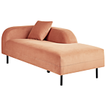 Chaise Lounge Peach Pink Velvet 2 Seater Left Hand Throw Cushion Retro Minimalistic Beliani