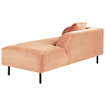 Chaise Lounge Peach Pink Velvet 2 Seater Left Hand Throw Cushion Retro Minimalistic Beliani