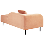 Chaise Lounge Peach Pink Velvet 2 Seater Left Hand Throw Cushion Retro Minimalistic Beliani