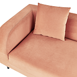 Chaise Lounge Peach Pink Velvet 2 Seater Left Hand Throw Cushion Retro Minimalistic Beliani