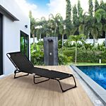 Outsunny Folding Garden Lounger W/ 4 Position Adjustable Back &100% Pvc Fabric, Garden Reclining Cot Camping Hiking Recliner, 197l X 58w X 78h, Black