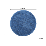 Shaggy Area Rug High-pile Carpet Solid Blue Polyester Round 140 Cm Beliani