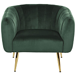 Armchair Green Velvet Golden Metal Frame Round Back Glam Style Beliani