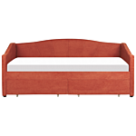 Daybed Red Eu Single Size Polyester Upholstery Slatted Frame Eucalyptus Wood Plywood Drawers Modern Bedroom Beliani
