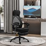 Vinsetto Mesh Office Chair With Footrest For Home Office Lunch Break Recliner High Back Adjustable Height With Headrest, Black