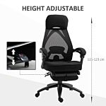 Vinsetto Mesh Office Chair With Footrest For Home Office Lunch Break Recliner High Back Adjustable Height With Headrest, Black