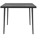 Outsunny Square Garden Table, Outdoor Dining Table For 4 With Marble Effect Tempered Glass Top And Steel Frame For Patio, Black