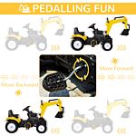 Homcom Ride-on Toy Pedal Digger Pretend Play Construction Car With Horn For Kids & Toodler, Yellow