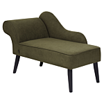 Chaise Lounge Green Polyester Fabric Upholstery Black Wood Legs Left Hand Retro Design Beliani