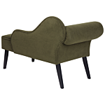 Chaise Lounge Green Polyester Fabric Upholstery Black Wood Legs Left Hand Retro Design Beliani