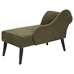 Chaise Lounge Green Polyester Fabric Upholstery Black Wood Legs Left Hand Retro Design Beliani