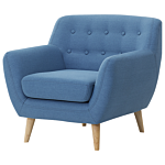 Armchair Chair Blue Tufted Back Light Wood Legs Thickly Padded Living Room Nursery Beliani