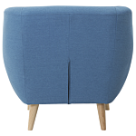 Armchair Chair Blue Tufted Back Light Wood Legs Thickly Padded Living Room Nursery Beliani