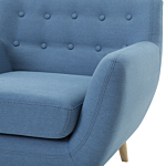 Armchair Chair Blue Tufted Back Light Wood Legs Thickly Padded Living Room Nursery Beliani