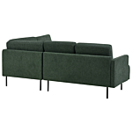 Left Hand Corner Sofa Polyester Dark Green 4-seater Upholstered Metal Legs Woven Fabric Cushioned Back Minimalist Modern Beliani