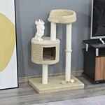 Pawhut Multi-level Cat Tree Tower Activity Center Climbing Frame Kitten House Furniture With Jute Scratching Posts Condo Perch Plush Fabric