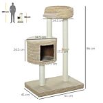 Pawhut Multi-level Cat Tree Tower Activity Center Climbing Frame Kitten House Furniture With Jute Scratching Posts Condo Perch Plush Fabric