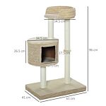 Pawhut Multi-level Cat Tree Tower Activity Center Climbing Frame Kitten House Furniture With Jute Scratching Posts Condo Perch Plush Fabric