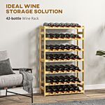 Homcom 42-bottle Wooden Wine Rack - Natural Finish