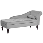 Chaise Lounge Light Grey Velvet Upholstery Black Legs Modern Design Beliani