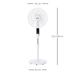 Homcom 54'' Pedestal Stand Fan, 3 Speed 3 Mode, 85° Oscillation, Led Panel, 3m Remote Controller, Height Adjustable For Living Room, Black & White