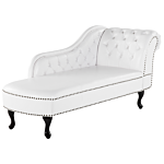 Chaise Lounge White Right Hand Faux Leather Buttoned Beliani