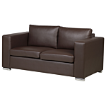 3 Seater Sofa Brown Split Leather Upholstery Chromed Legs Retro Design Beliani