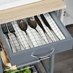 Homcom Kitchen Trolley, Multi-use Kitchen Island W/ 4 Baskets 2 Side Racks 4 Wheels Food Storage Smooth Rolling Compact Furniture Dark Grey