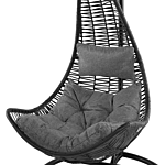 Rattan Pe Hanging Chair Black Swing Egg Shape Wicker Rustic Boho Beliani