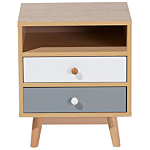 Bedside Table Light Wood 2 Storage Drawers Shelf Modern Scandinavian Side Table Beliani