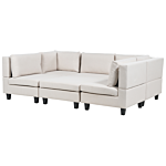 Modular Sofa With Ottoman Light Beige Fabric Upholstered U-shaped 5 Seater With Ottoman Cushioned Backrest Modern Living Room Couch Beliani