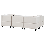 Modular Sofa With Ottoman Light Beige Fabric Upholstered U-shaped 5 Seater With Ottoman Cushioned Backrest Modern Living Room Couch Beliani