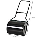 Outsunny Φ50cm Steel Garden Lawn Roller Push Pull W/ Fillable Cylinder Water Sand Plug Lawn Flatten Seed Sow Rolling Drum W/ Handle