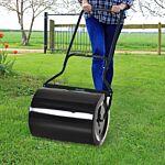 Outsunny Φ50cm Steel Garden Lawn Roller Push Pull W/ Fillable Cylinder Water Sand Plug Lawn Flatten Seed Sow Rolling Drum W/ Handle