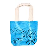 Tye-dye Cotton Bag (6oz) - 38x42x12cm - Lotus Buddha - Blue - Natural Handle