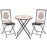 Outsunny 3 Piece Mosaic Bistro Set, 2 Folding Chairs & 1 Round Table Outdoor Furniture For Outdoor, Balcony, Poolside, Yellow