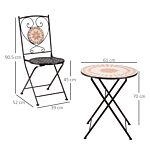 Outsunny 3 Piece Mosaic Bistro Set, 2 Folding Chairs & 1 Round Table Outdoor Furniture For Outdoor, Balcony, Poolside, Yellow