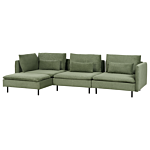 Modular Right Corner Sofa Green Corduroy 3 Seater Sectional Sofa Modern Design Living Room Beliani