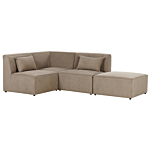 Modular Right Corner Sofa Taupe Corduroy With Ottoman 3 Seater Sectional Sofa Modern Design Beliani