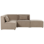 Modular Right Corner Sofa Taupe Corduroy With Ottoman 3 Seater Sectional Sofa Modern Design Beliani