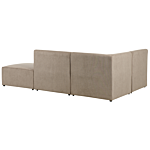 Modular Right Corner Sofa Taupe Corduroy With Ottoman 3 Seater Sectional Sofa Modern Design Beliani