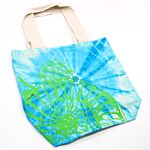 Tye-dye Cotton Bag (6oz) - 38x42x12cm - Sea Shell - Blue/green - Green Handle