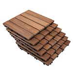 Outsunny 27 Pcs Floor Tiles Interlocking Solid Wood Diy Deck Tiles Indoor Outdoor Flooring