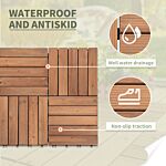 Outsunny 27 Pcs Floor Tiles Interlocking Solid Wood Diy Deck Tiles Indoor Outdoor Flooring